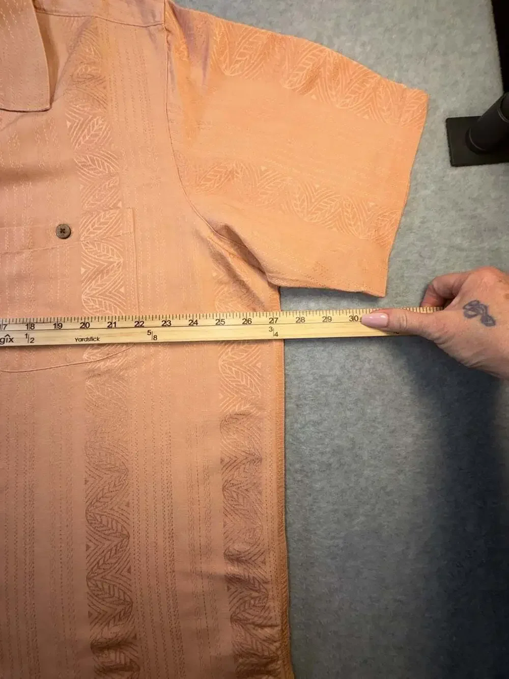 Caribbean Men's XL Peach Linen Blend Short Sleeve Button Up Shirt